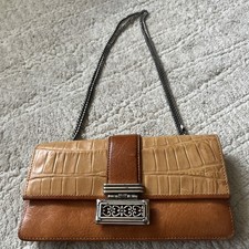 Vtg Brighton Leather Crossbody Wallet Purse Khaki