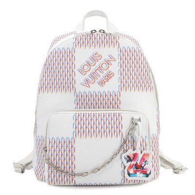 LOUIS VUITTON Damier Spray Racer Rucksack Leder Weiß M20664 RFID 90275210