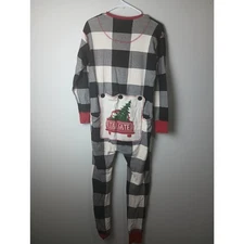 Lazy One Tailgate Buffalo Plaid One Piece Pajamas Size Small Christmas Truck 