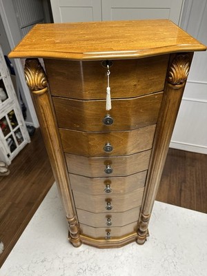 Hives & Honey Jewelry Armoire Antoinette 9006-981 Walnut Standing Chest 38  Tall