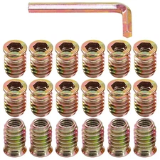 Glarks 50Pcs 5/16-18 x20mm Threaded Inserts Nuts Zinc Plated Carbon Steel Hex