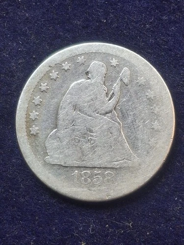 1858 S Seated liberty Quarter G/AG 121k Mintage!Tough Early San Francisco Mint!