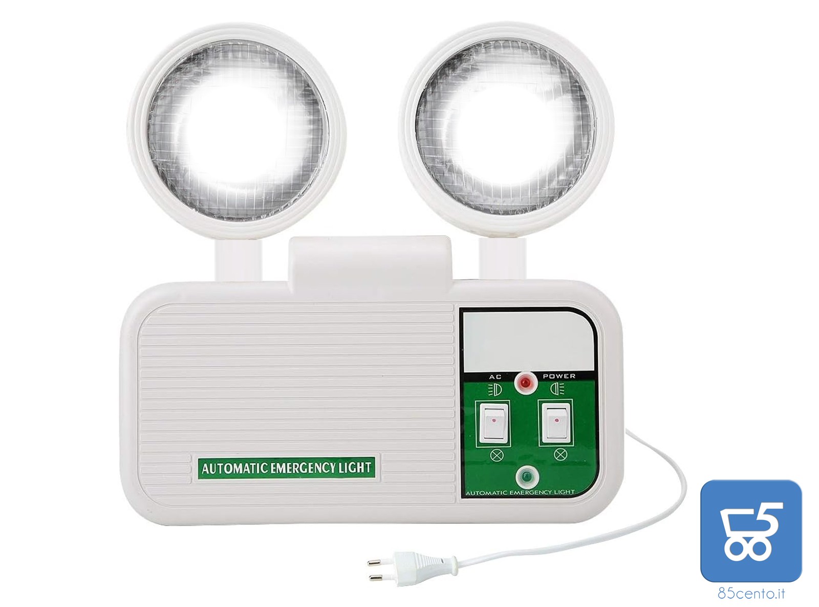 Lampada Emergenza LED Automatica Omologata Teste Orientabili 3 Ore