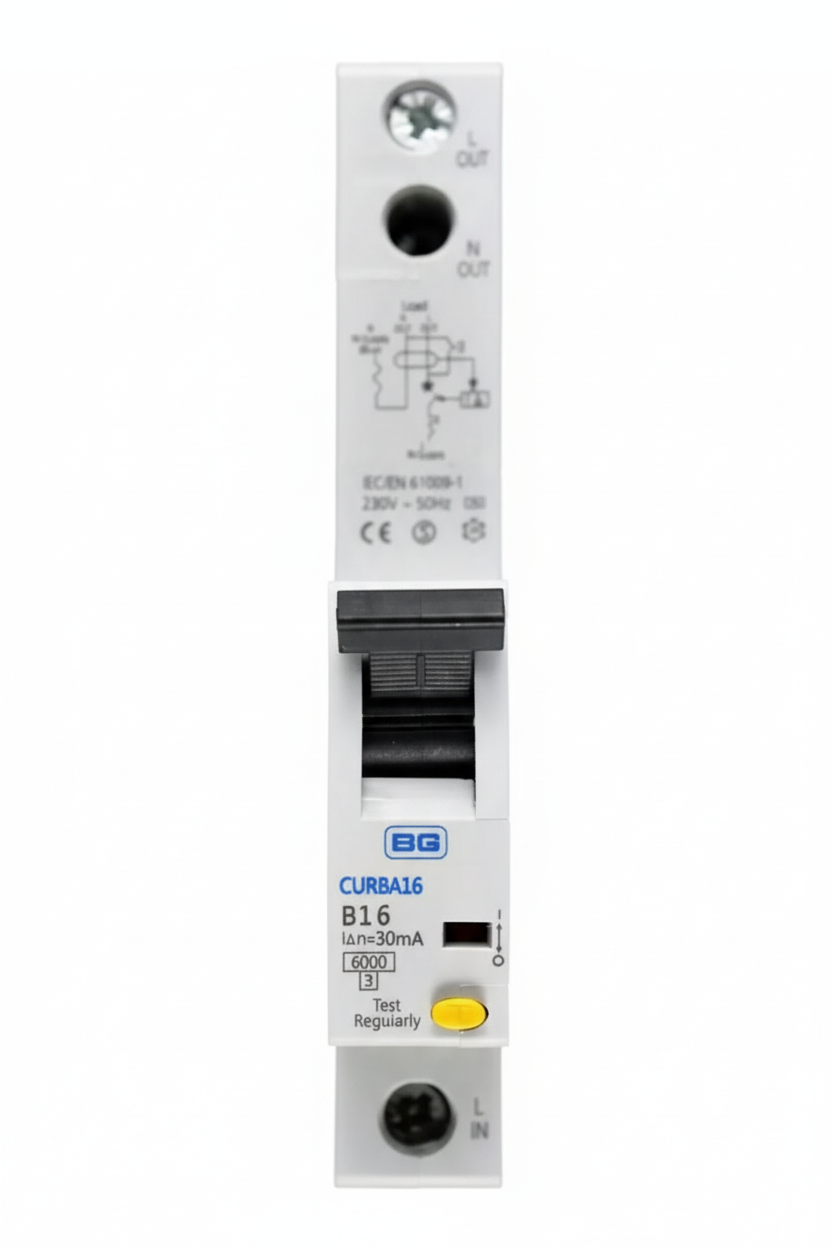 BG BRITISH GENERAL 16 AMP CURVE B 6kA 30mA RCBO TYPE AC CURBA16-01