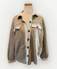 Shacket  Jacket Size Large Tan Neutrals Pocke...