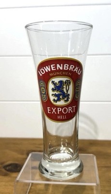 Vintage Lowenbrau Export Hell Munich German Beer Pilsner Glass Lion Logo