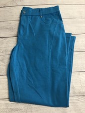 Isaac Mizrahi Live Pants Womens 16 Blue Knit Ankle Straight Leg Stretch Casual