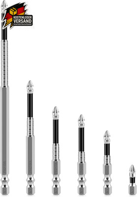 Anti-Rutsch Bitsatz 6-tlg. für Akkuschrauber Hochmagnetisch + Härte