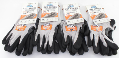 (4-PAIRS) A5 Cut Resistant Gloves GRX Dipped Coated Palm GRXCUT735L (LARGE)