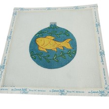 Vintage Fish Christmas Ornament Needlepoint Handpainted Canvas 8.5"