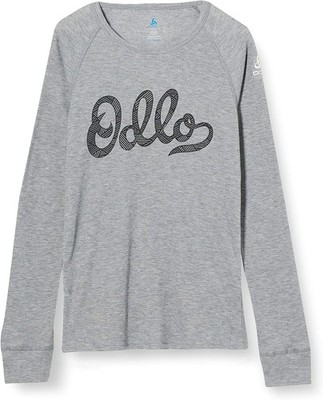 Odlo Kids Active Warm Trend Baselayer Long Sleeve Shirt, Gray, 164