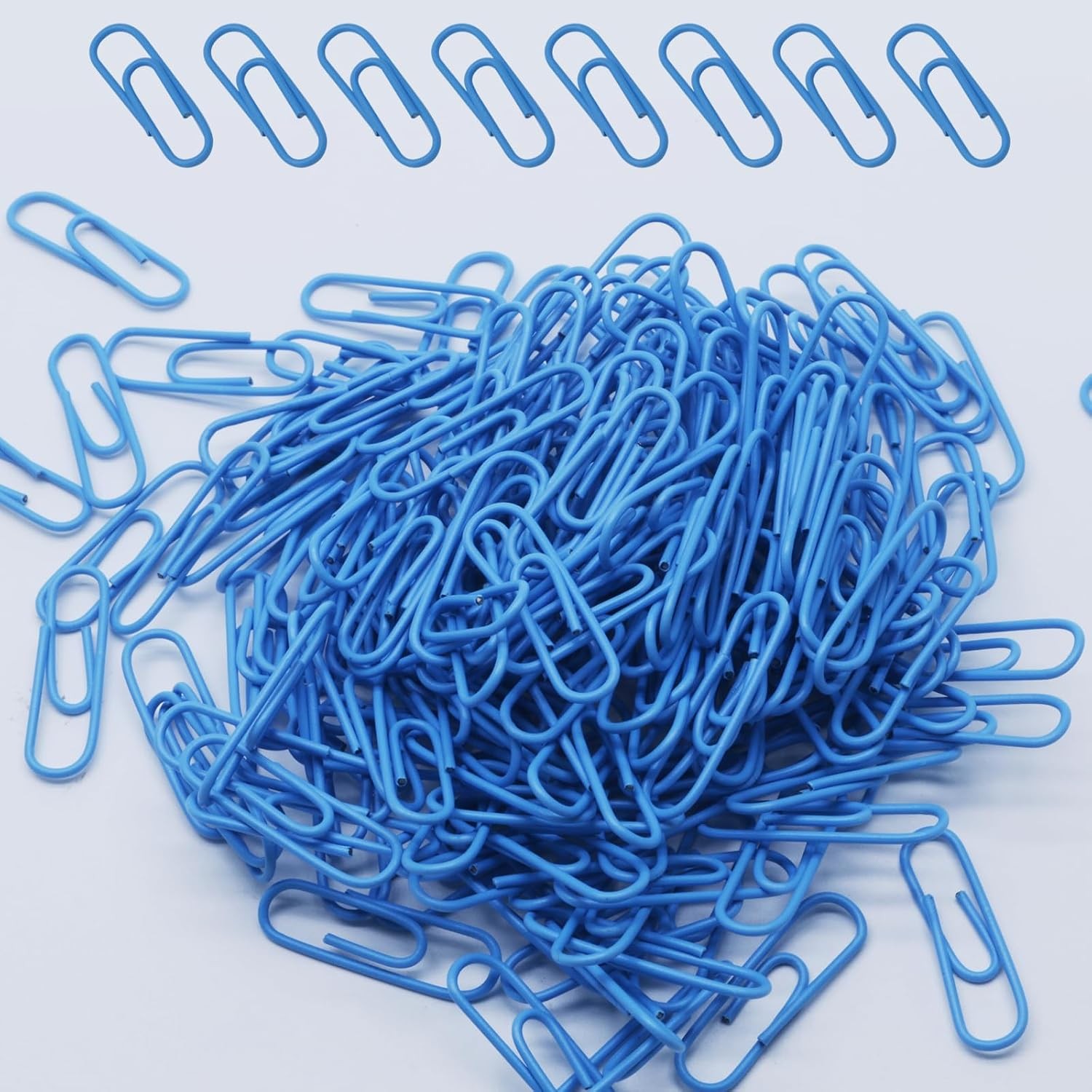 200 Pack Blue Paper Clips 1.1 Inch / 28mm | Small Paper Clips, Metal, Vinyl