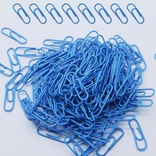 200 Pack Blue Paper Clips 1.1 Inch / 28mm | Small Paper Clips, Metal, Vinyl