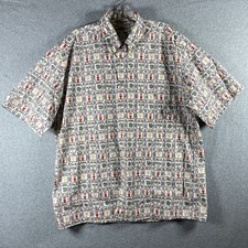 Campia Moda Men's Large Cotton Hawaiian Shirt Cocktail Tropical Palm Tree Print