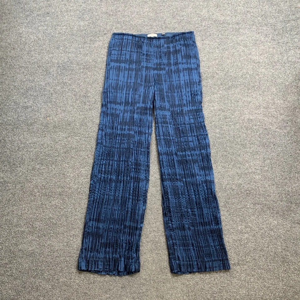 Vince Pants Womens L Large Cadet Navy Crushed Tie Dye Pull On Pleated Wide Legs - Image 2 of 4