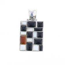 Onyx & Mother of Pearl Checkered Pendant GVM8299