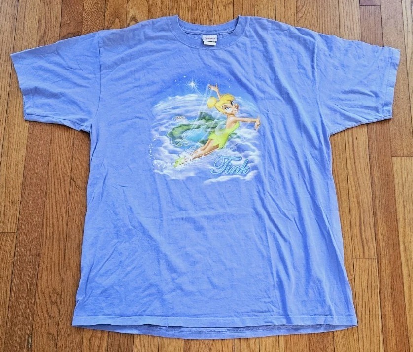 Vintage 90s Disney Tinkerbell Tink Fairy Flying Over Neverland T