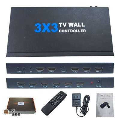 3x3 Video Wall Processor Processor & TV Switchbox Controller -14 flexible splits