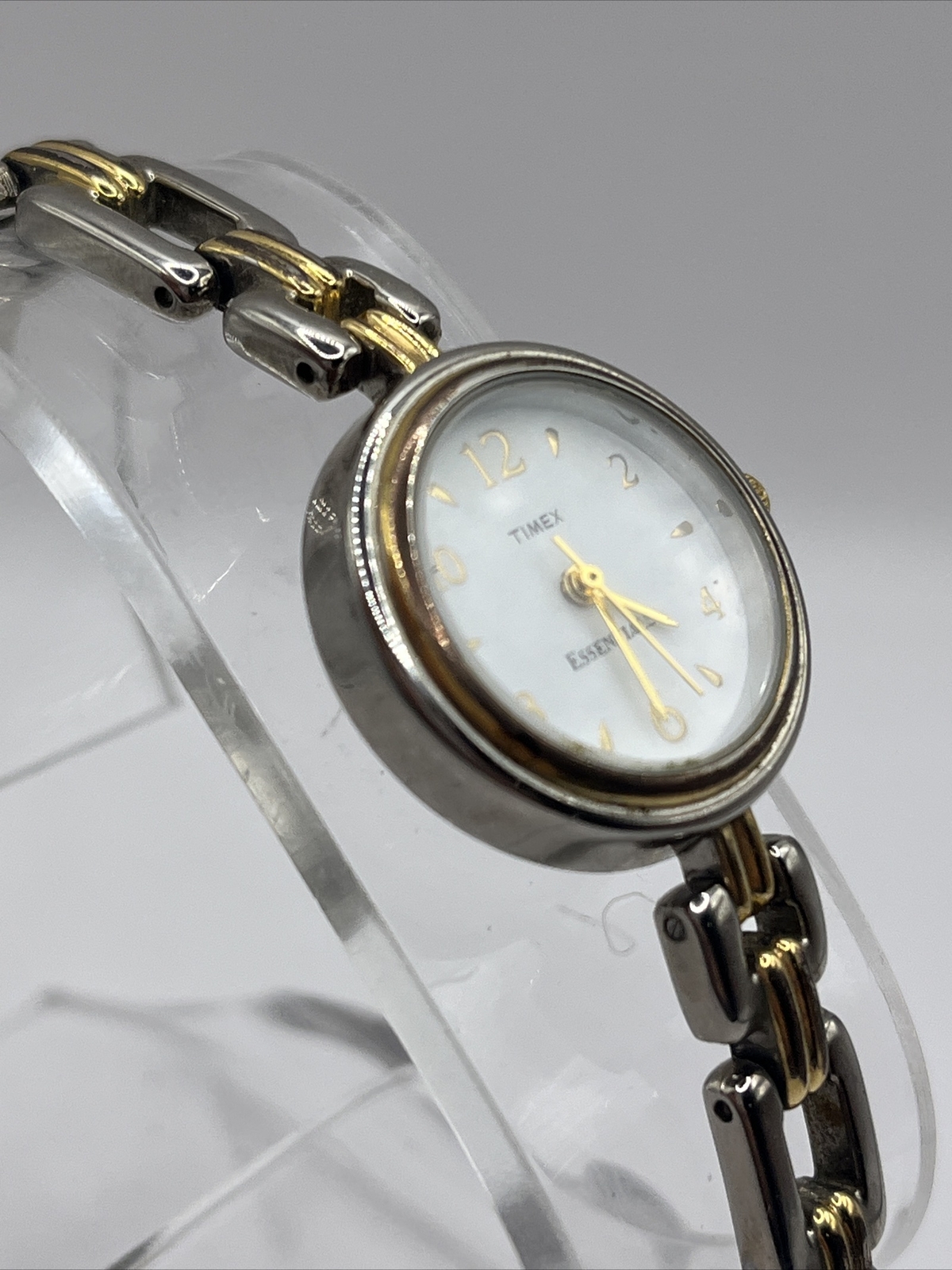 Timex Essentials 24mm Women's Watch White Dial Two Tone- New Battery thumbnail 2