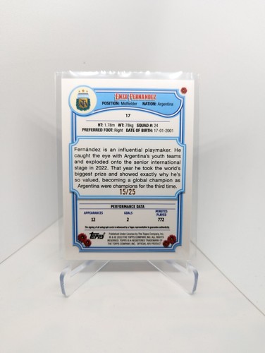 2023 Topps Argentina Fileteado ENZO FERNANDEZ Orange Tango Rookie RC Auto #/25 - Picture 2 of 2