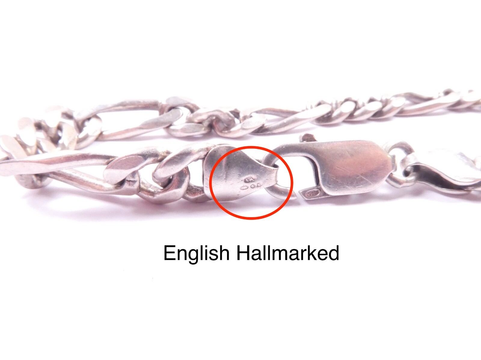 Figaro Bracelet Solid 925 Sterling Silver 1997 Ha… - image 5