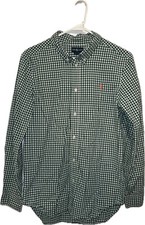 Ralph Lauren RL Polo Boys Green white Check Button Up Dress Shirt XL 18-20