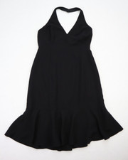 Chaps Women's Dress Size 8 Black Halter Party Cocktail Ruflle Hem