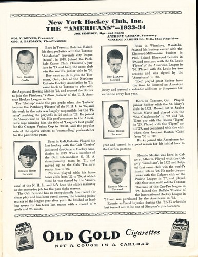 EX PLUS 1/7/1934 N.Y. Americans Vs Canadiens NHL Program Six HOF'ers in Line-up - Picture 5 of 11