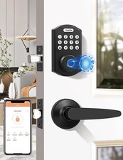 Keyless Entry Door Lock with 2 Lever Handles, Fingerprint Smart Keypad App, J03