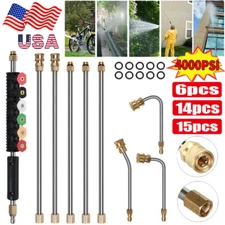 High Pressure Washer Gun Extension Wand Lance Gutter Cleaner Nozzles Kit 4000PSI