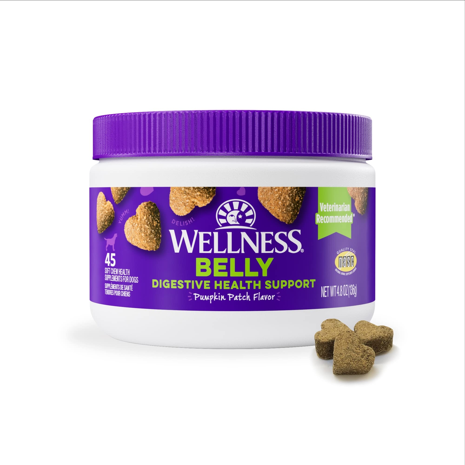Pumpkin Patch Flavored Soft Chew Digestive Supplements for Dogs, 45 count