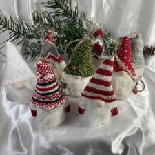 Christmas Santa Gnomes LED Lighted Ornaments Set of 8 Individual Plush 5"