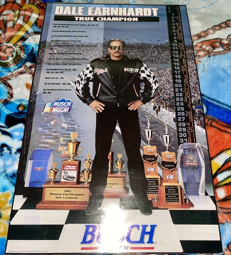 Vintage 1996 Dale Earnhardt Sr. TRUE CHAMPION Busch Beer Poster NASCAR Racing - Picture 2 of 6