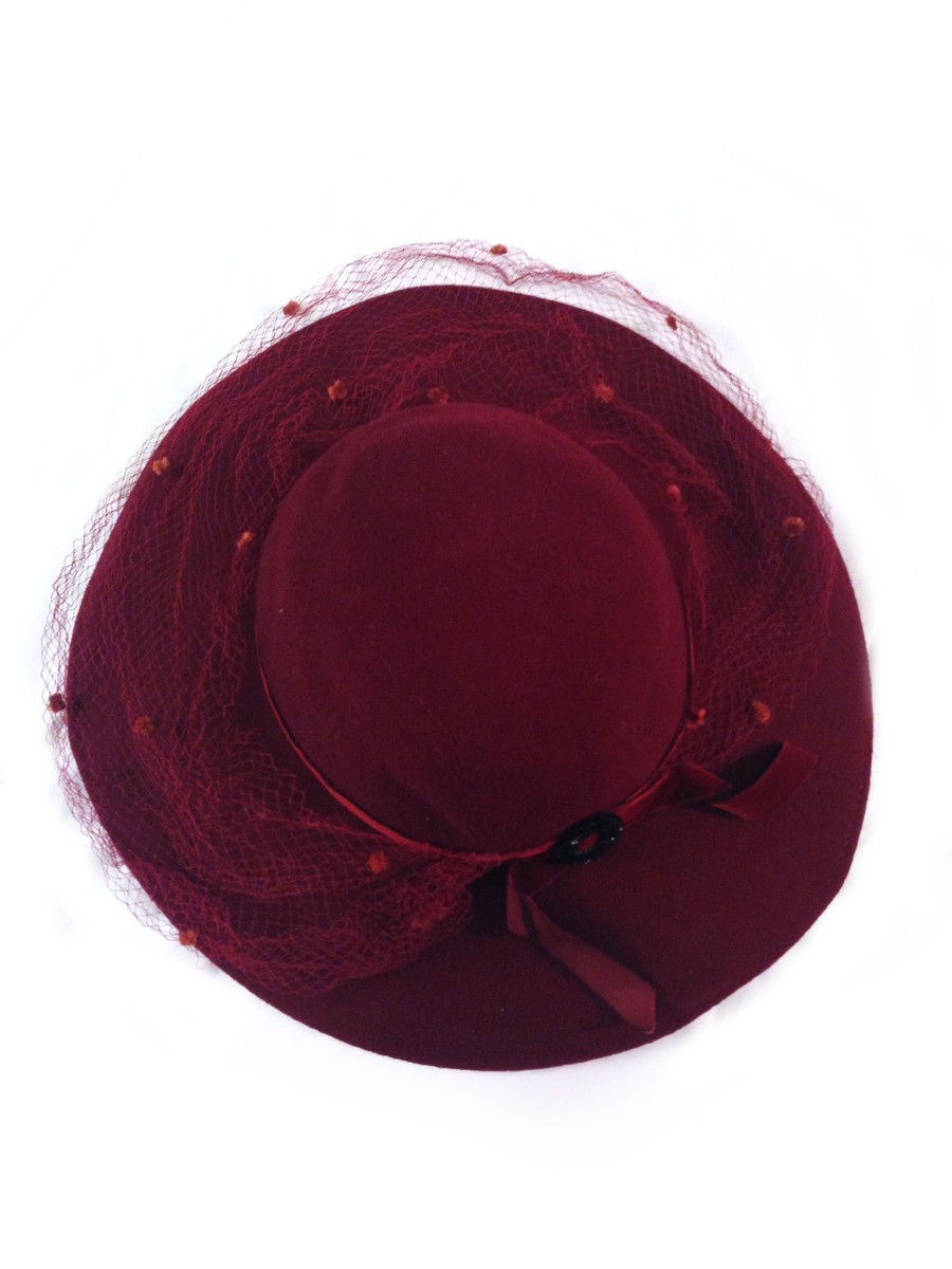 Georgi Women’s Elegant Splendide Felt Wool Red Hat with Black Accents Georgi Vintage Wool Felt Hat Women main image 4