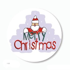 Merry Christmas Kids Drawing Santa Favors Scrapbook Stickers Envelope Seals