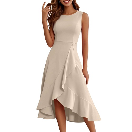 Women's Cocktail Party Formal Wedding Guest Ruffles Dresses, Prom Evening Dress - Picture 13 of 60