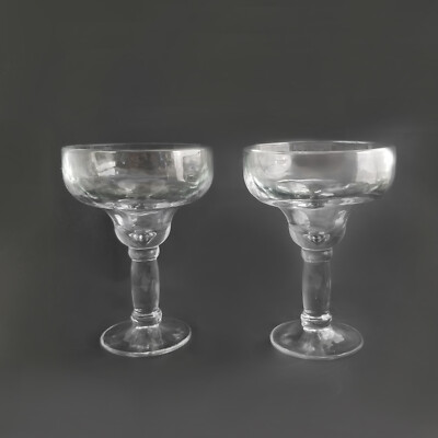 2 Libbey Margarita Glasses Yucatan Mottle Texture Heavy Glass 13.5oz Barware