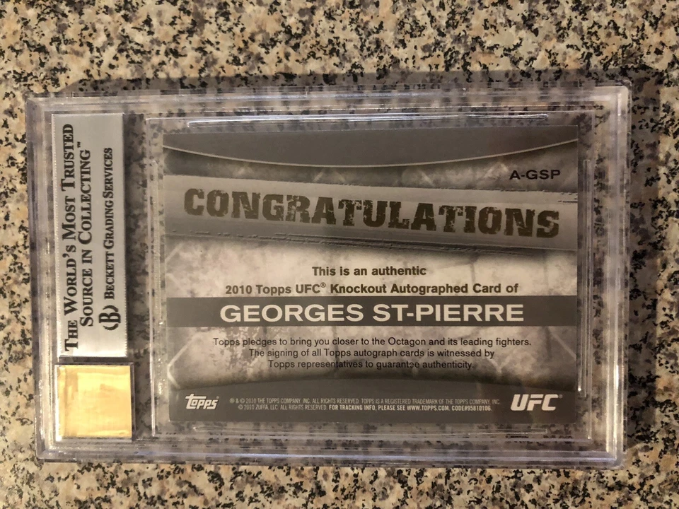 2010 topps ufc knockout autograph GREEN # AGSP Georges St-Pierre BGS 9 #ed / 88 - Image 4 of 4
