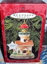 Lighthouse Greetings`1998`Beacon Light Flashes Hi To Low,Light,Hallmark Ornament