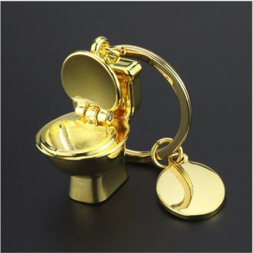 Süße Mini Gold Toilette Auto Schlüsselanhänger Kette 3D Liebe Geschenk - Bild 1 von 2