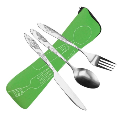 Set di 3 posate in acciaio inox, coltello da bistecca, forchetta, cucchiaio, con - Imagen 6 de 6