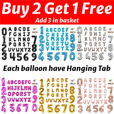 Gold & Silber 16'' Alphabet Buchstaben Zahlen A-Z Folienballons Name Party Hochzeit