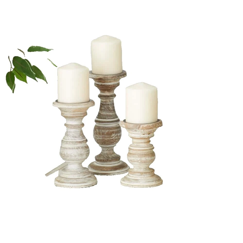 Wooden Pillar Candle Candelabras