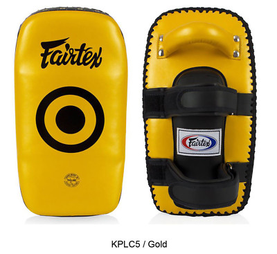 FAIRTEX NEUE FARBE GOLD LEICHTE MUAYTHAI Standard Curve Kick Pads KPLC5