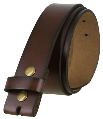 Genuine Leather Belt Strap Casual Belt with Snaps 1-1/2'' Wide Replacement Strap