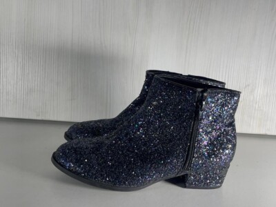 Primark Ladies Black Sequin Side Zip Ankle Boots Shoes UK Size