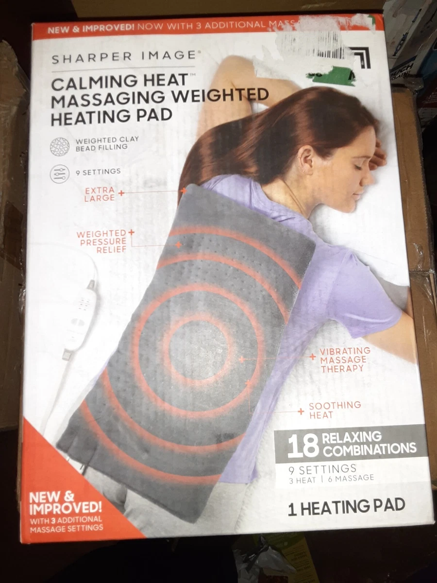 Calming Heat Massaging Weighted Heating Pad by Sharper Image- 18 relaxing  combos 740275053980 | eBay