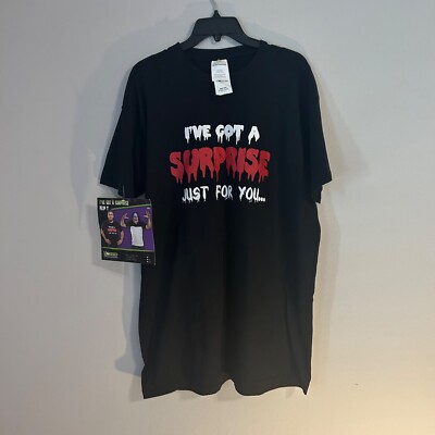 Halloween I've Got A Suprise Just For You Flip Up Zombie Black mens T Shirt XXL