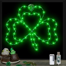 St Patricks Day Lights, 14.5 Shamrock Lights St Patricks Day Decoration Windo...