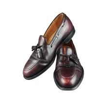 Johnston Murphy Heritage Burgundy Leather Tassel Loafers Mens Size 9.5 D USA